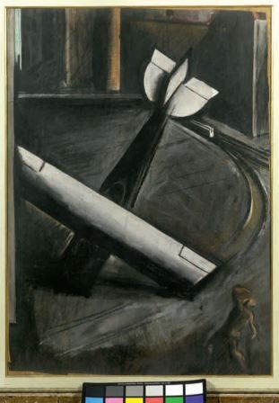 Città+aereo, 1921, tempera su carta, 87x63, Collezione privata