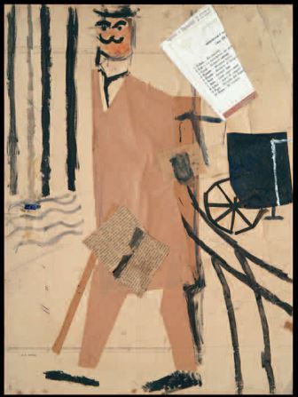 Il borghese, 1916, collage e tempera su carta, 48,5x34,5, Milano, Studio d'Arte Nicoletta Colombo