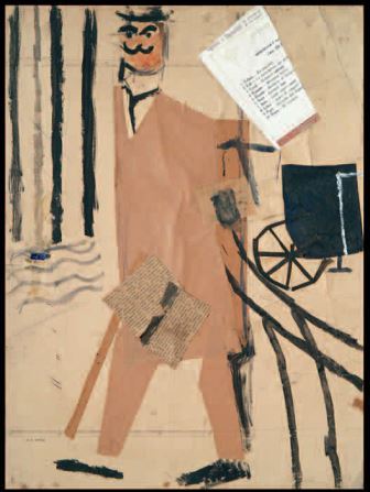 Il borghese, 1916, collage e tempera su carta, 48,5x34,5, Milano, Studio d&#039;Arte Nicoletta Colombo