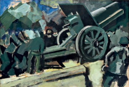 Scena di guerra, 1918 circa, tempera su carta, 32x48, Milano, Collezione privata