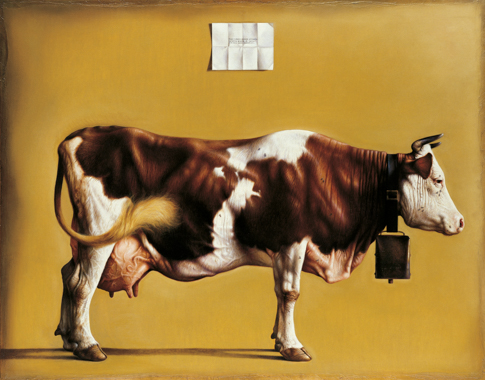 56 Grande mucca, 2001-2002, olio su tavola incamottata, cm. 130x165